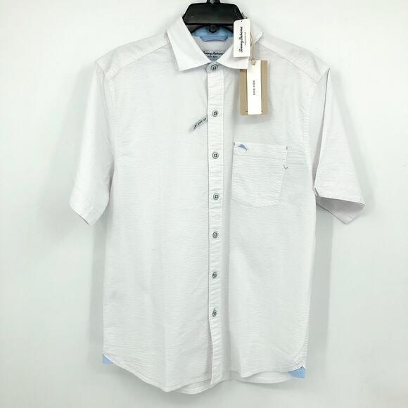 TOMMY BAHAMA Men's Nova Wave Short Sleeve Shirt Small White Button Down NWT - Picture 4 of 11